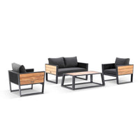 Corfu 2+1+1 Aluminium and Teak Timber Lounge with Coffee Table with Sunbrella® cushions