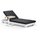 Santorini Aluminium Sun Lounge in White w/ Side Table
