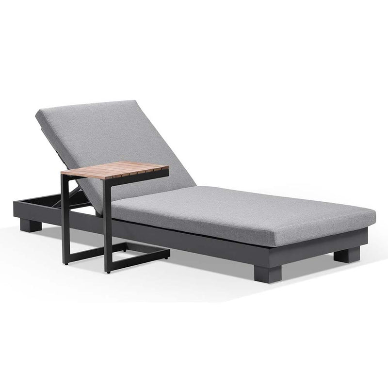 Santorini Aluminium Sun Lounge in Charcoal w/ Side Table