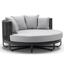Cannes Outdoor Round Aluminium and Rope Daybed Lounge in Charcoal