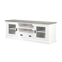 Ashton Entertainment TV Unit in Brushed White with Grey Timber Top