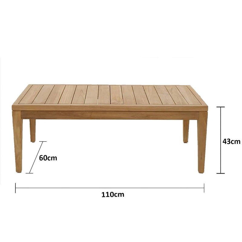 Caledonia 2+1+1 Outdoor Teak Timber Lounge Setting with Coffee Table