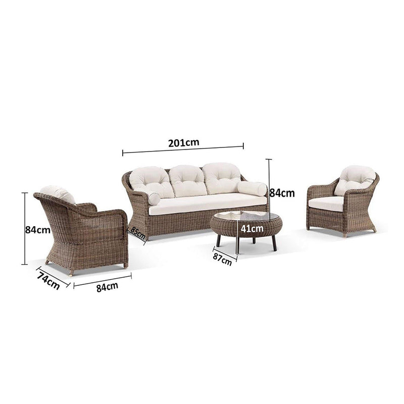 Plantation Outdoor Wicker 3+1+1 Lounge Set with Coffee Table