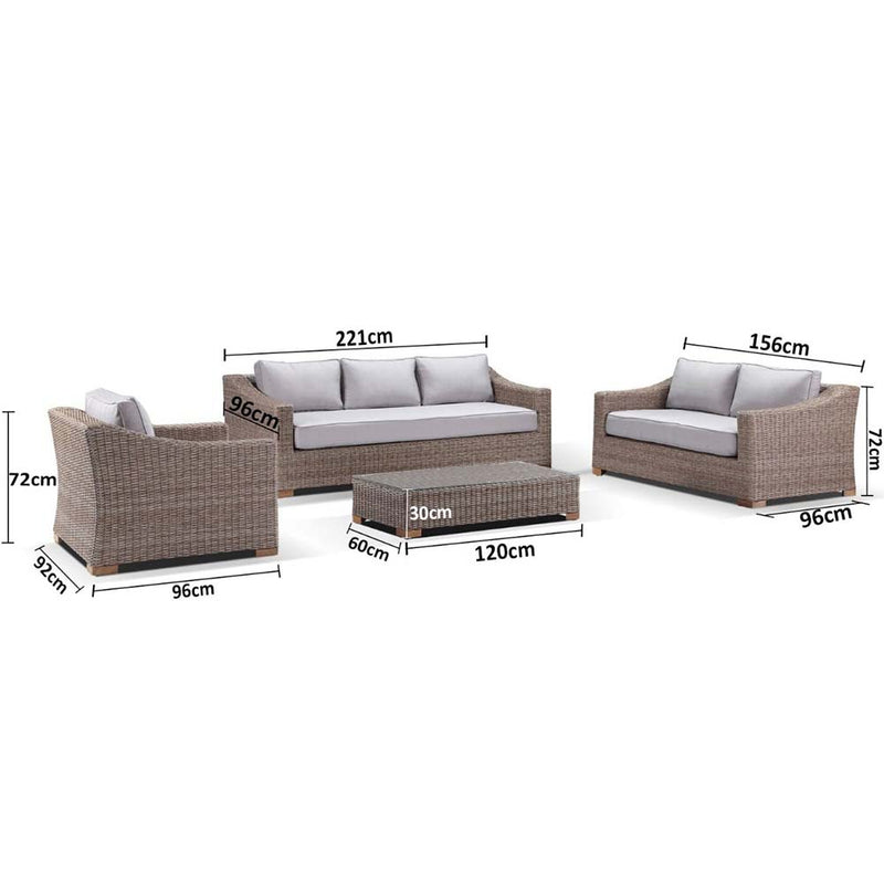 Retreat 3+2+1+1 Seater Lounge Setting with Coco Coffee Table