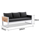 Corfu 3 Seater Outdoor Aluminium and Teak Timber Lounge with Sunbrella®