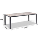 Southport Outdoor 2.17m Aluminium and Ceramic Rectangle Dining Table
