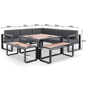 Georgia Outdoor Dining and Lounge Setting with Benches