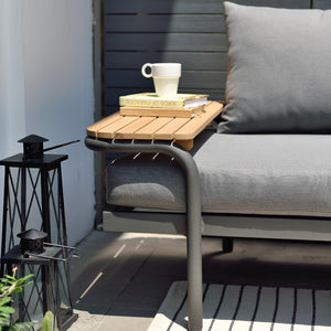 Geelong Outdoor Teak Timber and Aluminium Corner Lounge with Coffee Table