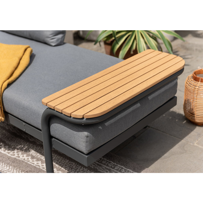 Geelong Outdoor Teak Timber and Aluminium Corner Lounge with Coffee Table