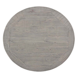 Ashton Round Timber Coffee Table in Brushed White with Grey Wooden Top