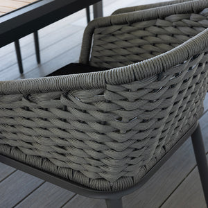 Bora Extension Outdoor Dining Set with 6 x Rozelle Rope Chairs