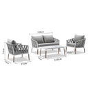 Silas Outdoor Ivory Rope Lounge Setting with Coffee Table