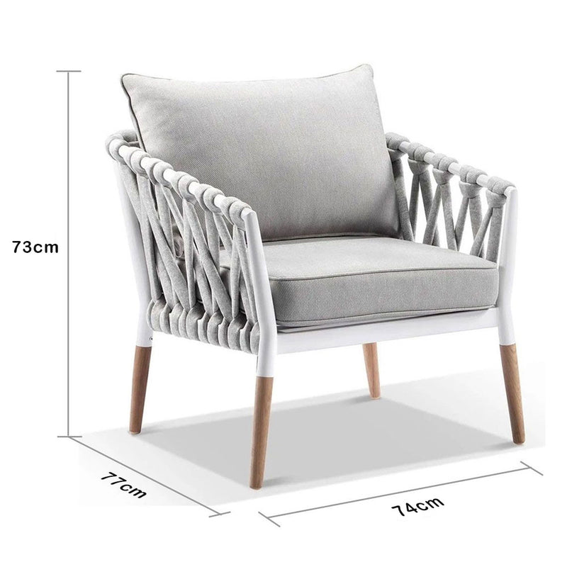 Silas Outdoor Ivory Rope Arm Chair