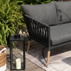 Silas Outdoor Charcoal Rope Corner Lounge Setting with Coffee Table