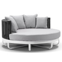 Cannes Outdoor Round Aluminium and Rope Daybed Lounge in White