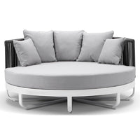 Cannes Outdoor Round Aluminium and Rope Daybed Lounge in White