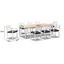 Tuscany 8 with Capri chairs with Teak Arm Rests in White