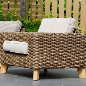 Bahamas Outdoor 3+1+1 Wicker & Teak Lifestyle Garden Lounge Suite with Coffee Table